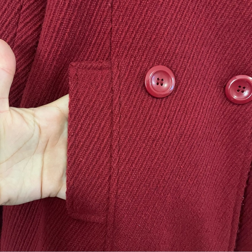 Woman Polyester Coat Basic Solid Red Jacket - image 3